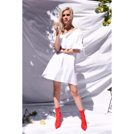 HELLO PARRY SHARON ONE SHOULDER RUFFLE DRESS