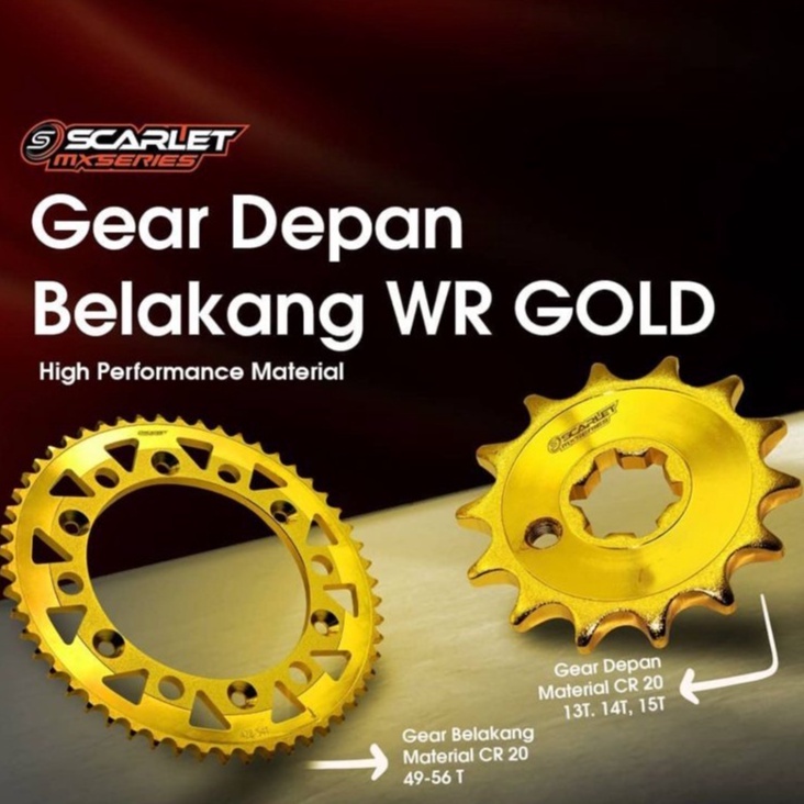 GEAR BELAKANG GIGI TARIK GIR GOLD 428 WR 155 49T 50T 51T 52T 53T 54T 55T 56T SCARLET RACING