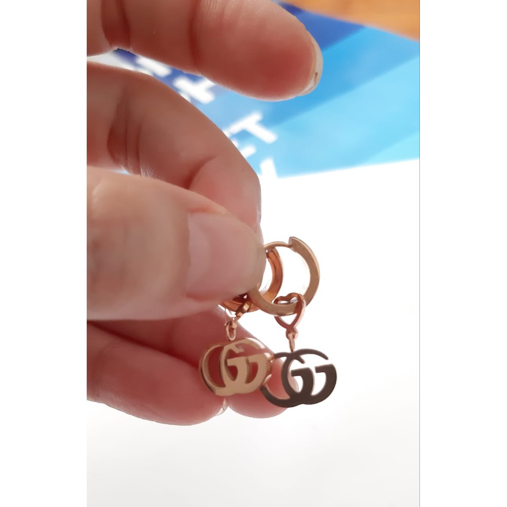 ANTING JEPIT WANITA GUCCI GOLD ROSEGOLD TITANIUM STAINLESS STEEL ANTI KARAT