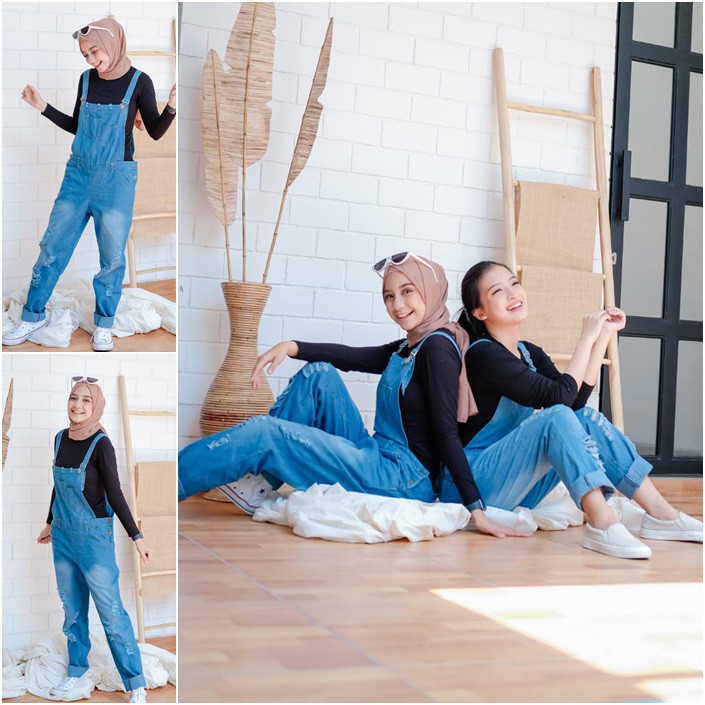 Nania Overall // Overall Outfit Hangout Wanita Hijab