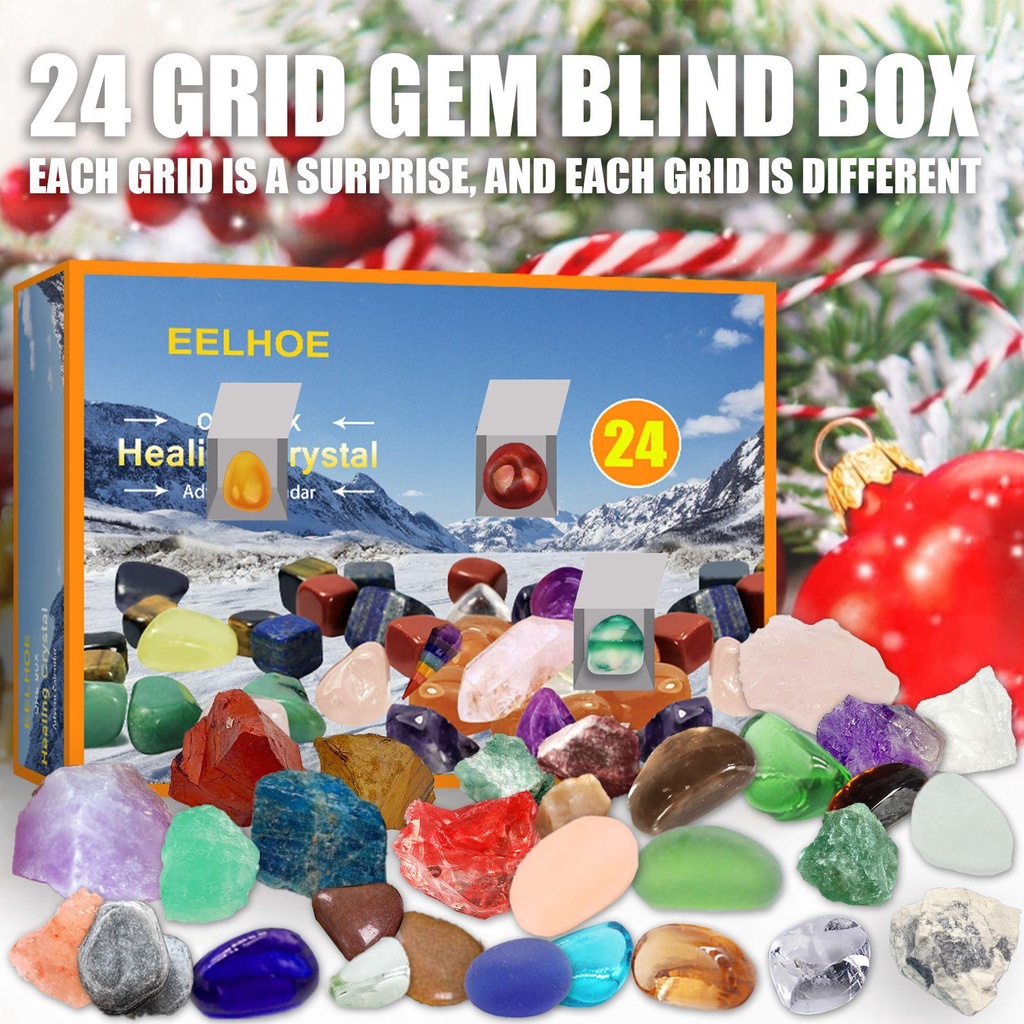 R-flower Mainan Edukasi Masa Kecil Bijih Batu Gift Box Natal Masa Kini Countdown Mainan Mineral Batu