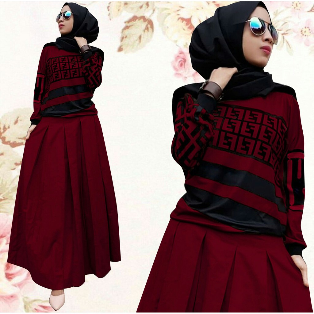 TERMURAH ST FENDY ROK RED/NAVY/CREAM/MAROON/DRESS MUSLIM/TERPOPULER/TELARIS/KONDANGAN/TERMURAH