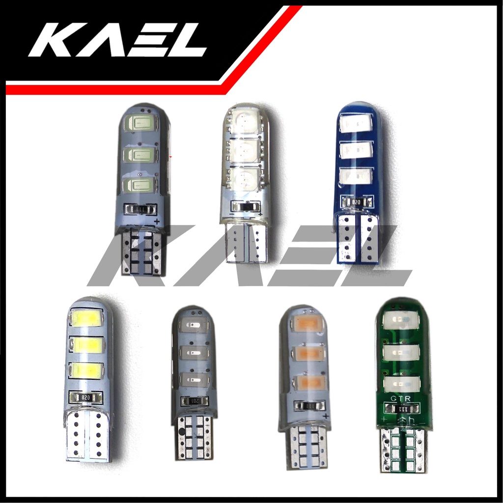 LED Sein Jelly T10 Diam-Flash Lampu Senja-Kota-Sen-Mundur-Speedometer-KM Motor-Mobil Kabin Putih-Biru-Ice Blue-Merah-Hijau-Kuning-Pink Kedip-Strobo-Strobe