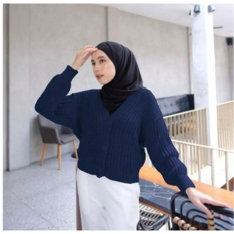 Cardigan Rajut Crop Oversize Premium basic outwear (7 GET) kardigan rajut kro cardigan krop kancing tebal