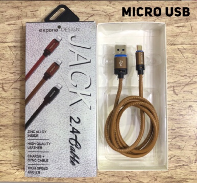 Kabel Data Fast charging Exporia Zinc alloy Leather Micro Usb Kabel Charging