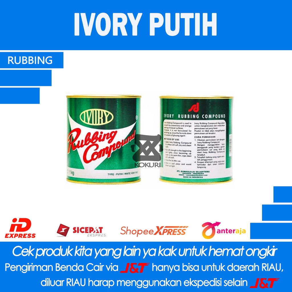 IVORY RUBBING COMPOUND / RUBBING COMPOUND PUTIH 1KG / KOMPON MOBIL