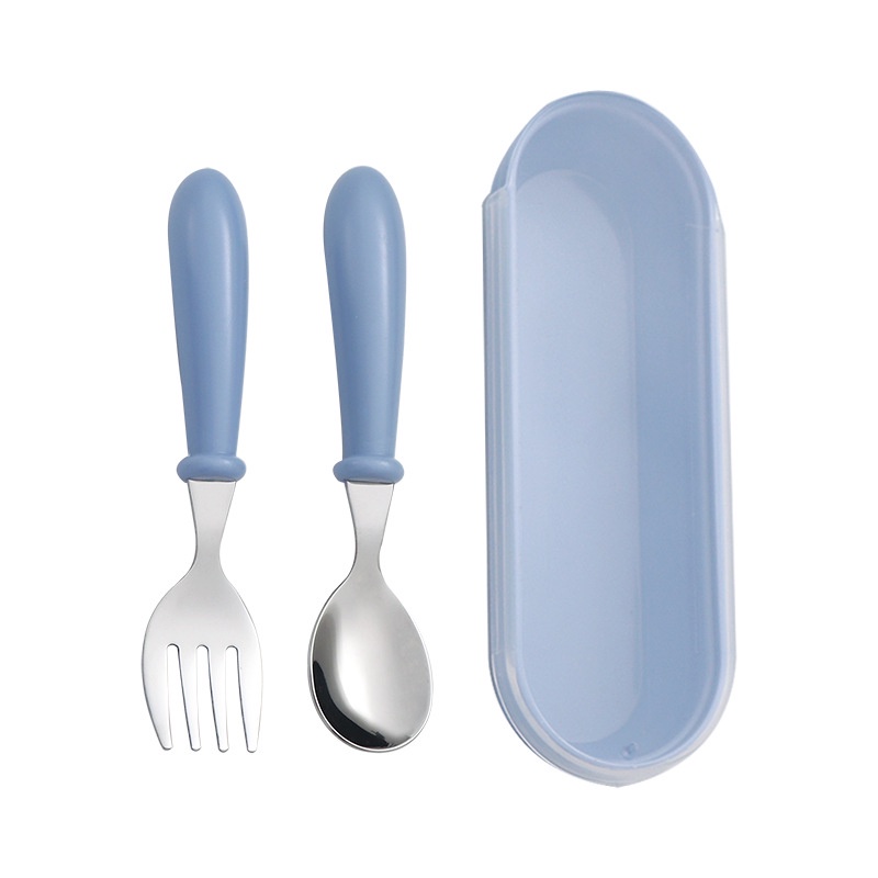 [Rumah MAINAN] Stainless Sendok Garpu Baby Spoon Fork Portable Set Peralatan Makan Gambar Kartun  Alat Makan Anak Travel MPASI Bayi