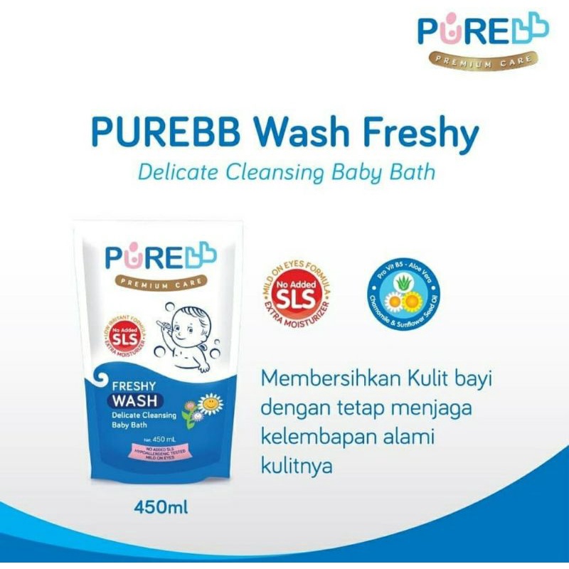 PURE BB Baby Wash Refill 450ml | Sabun Mandi Bayi | Baby Wash Purebaby