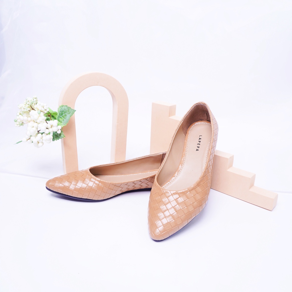 AVLINSTORE - tipe NADINE Sepatu Flat Shoes Wanita Motif Anyam Casual Ballerina Anti Licin