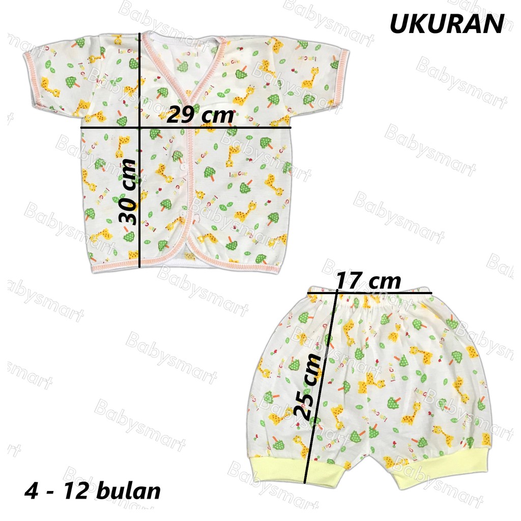 Babysmart - 3 SET Setelan Baju Bayi Pendek+Celana Pendek JUMBO Motif TABUR umur 4 - 12 bulan/baju an