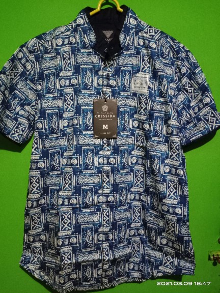 Gof Cressida Kemeja Batik Pakaian Pria Atasan Kemeja Hem Casual Slimfit Original Lengan Pendek