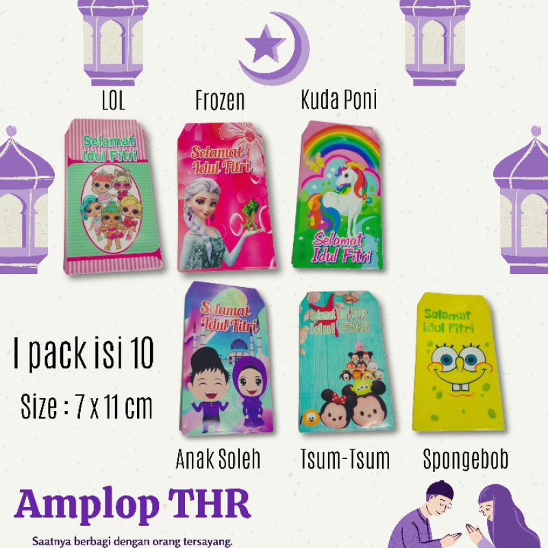

AMPLOP THR MOTIF LUCU 1 PACK ISI 10PCS (free konektor masker pembelian 10pack)