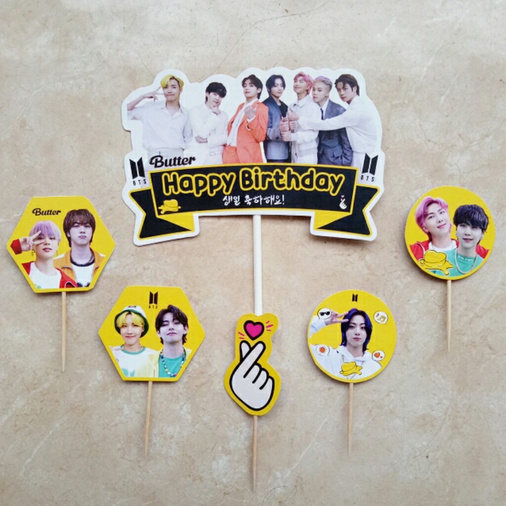 cake topper hiasan kue ulang tahun karakter BTS BUTTER bts korea boyband butter