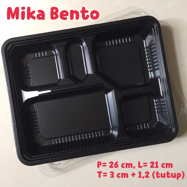 Jual Mika Bento Sekat 5 Kotak Nasi Bento Hitam Lunch Box Indonesiashopee Indonesia 3495