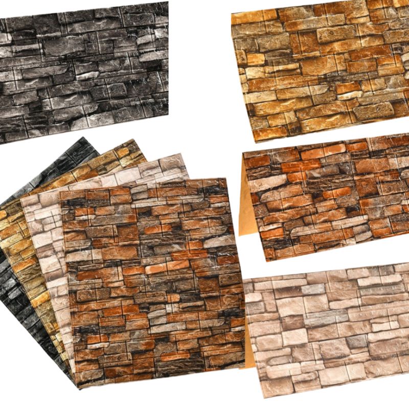 Wallpaper 3D Stiker Dinding Model Batu Bata Hiasan Dinding Tembok Ruangan
