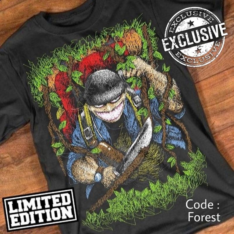 Kaos Scribble Pendaki Lawas Forest