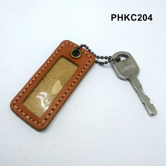 

Gantungan kunci nama kulit asli name tag keychain label tan FIKC204