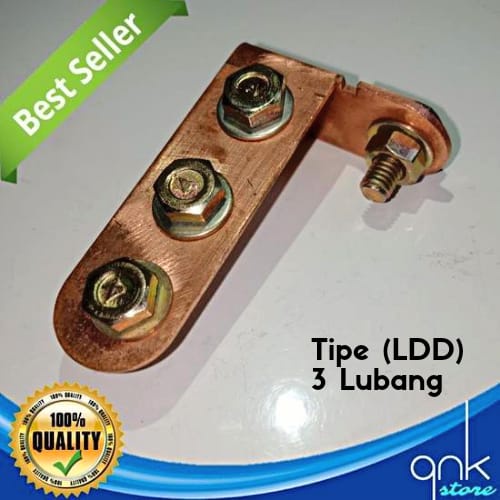 Plat Aki Tembaga 5mm x 20mm 3 Lubang Plat Tembaga Header Aki Tembaga Murni