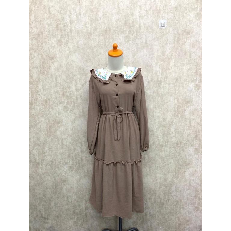 MIDI DRESS VIONA MIDI DRESS KERAH BORDIR MIDI BUSUI BUMIL MUSLIM