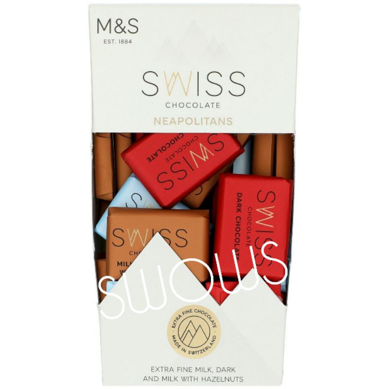 

M&S MARK MARKS & AND SPENCER SWISS CHOCOLATE NEAPOLITANS NEAPOLITAN COKLAT COKELAT