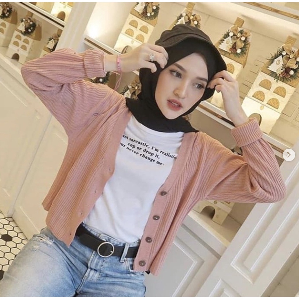 Cardigan Rajut best seller premium KOREA cantik murah branded Z0V9 Crop Strada Button Willy Cardy