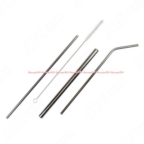 Delicia Drinking Straw Stenless Steel Sedotan Besi Dengan Sikat Dan Bag