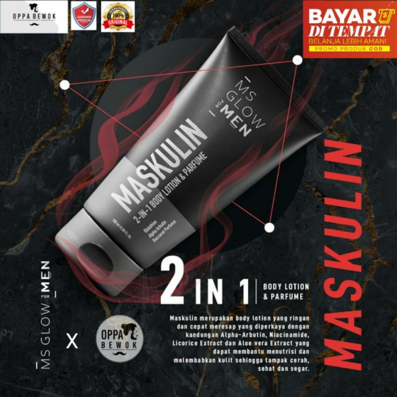 [ ORIGINAL ] MS GLOW MEN MASKULIN 2 in 1 BODY LOTION AND PARFUME SKINCARE PRIA GLOW UP