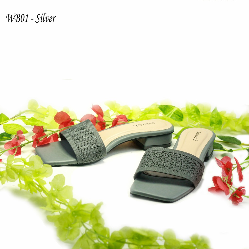 Emye WB01 - Sandal Selop Flat Shoes Pansus Rajut Import Murah Mewah Wanita Terbaru 2021