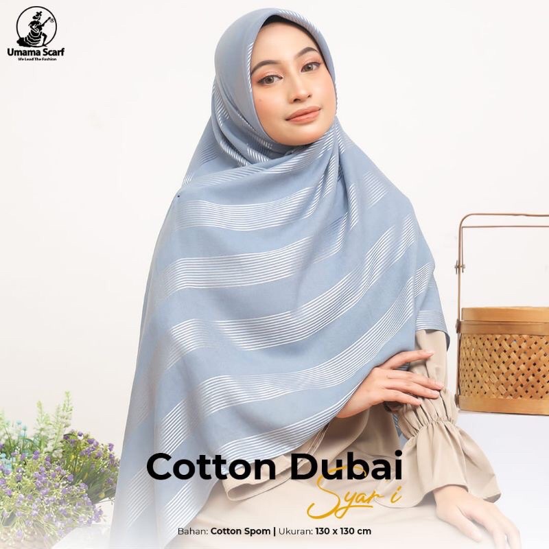 Hijab Square COTTON  DUBAI SYAR'I Original UMAMA Scarf Syari Segiempat 130x130cm