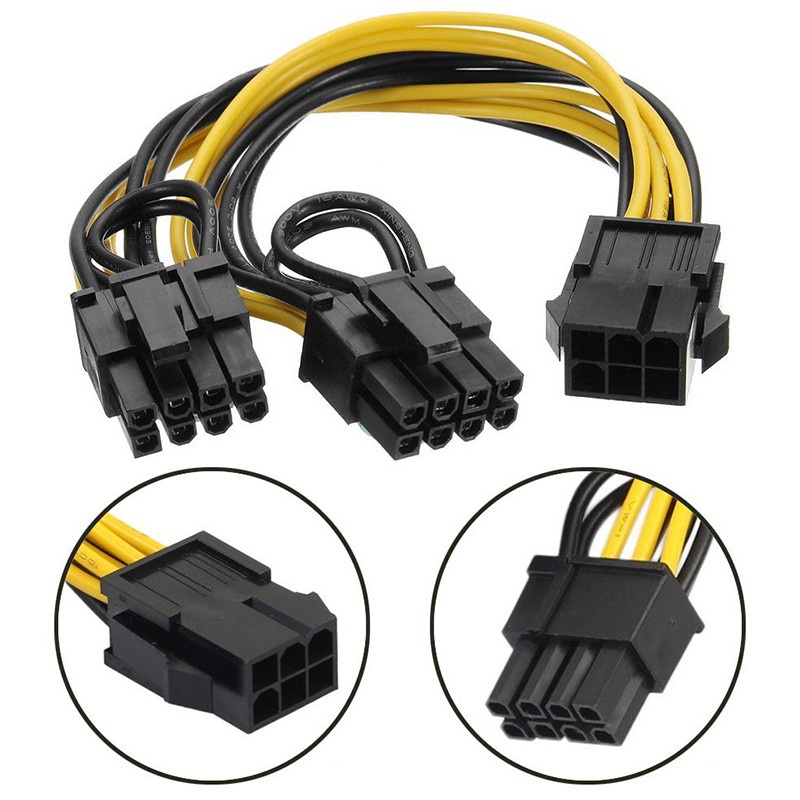 Kabel Power PCIe VGA 6 Pin Female to Dual 8 Pin (6+2)