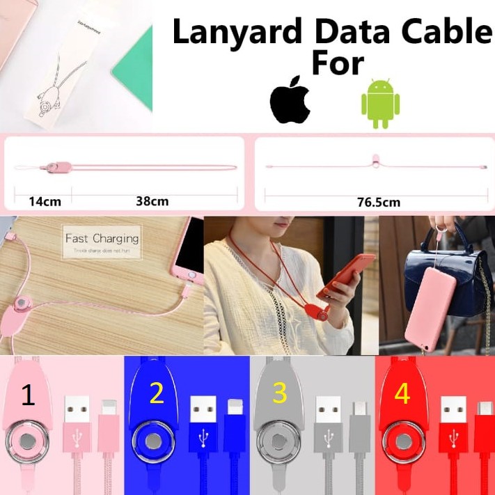 Lanyard USB CABLE Phone Stand Necklace Chain String MICRO USB