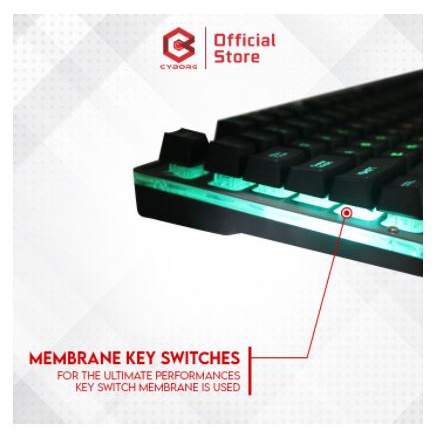 Keyboard gaming cyborg wired usb 2.0 membrane fullsize 104 keys rgb metal for pc laptop arkeus kg-1 kg1
