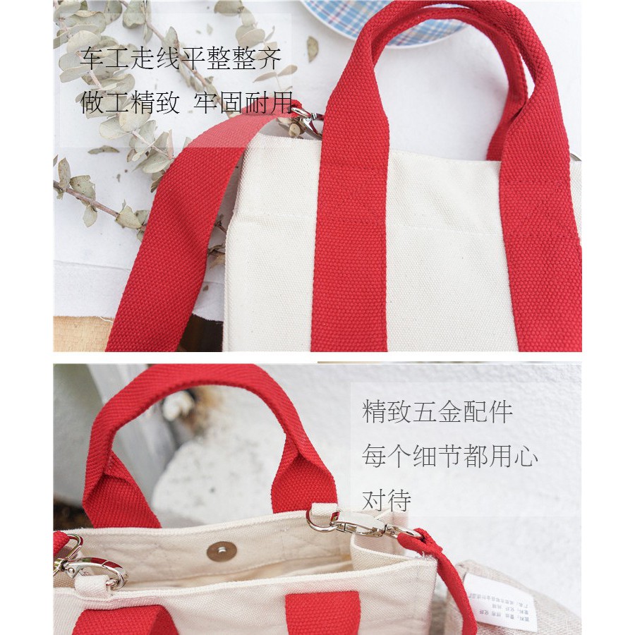 TB-28 tas selempang kotak canvas kampus wanita bag import jepang