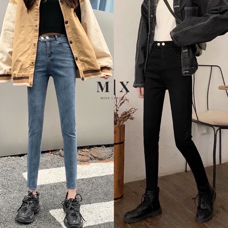 JEANS HW SKINNY PANTS IMPORT DENIM CELANA PANJANG STRECH HIGHWAIST WANITA MX887