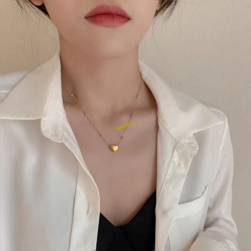 Kalung Wanita Korea Terlaris Model Love Gold Anti Karat selamanya Kalung Titanium Wanita Terbaru Liontin Love Gold