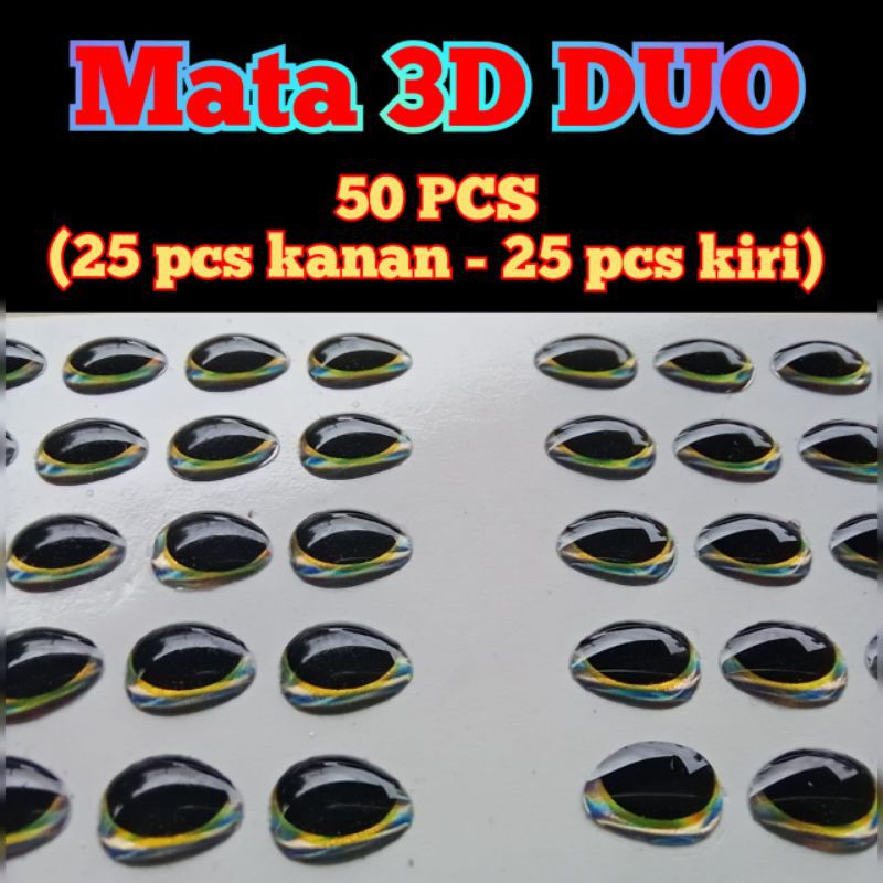 Stiker Mata Ikan Oval Duo 3d Gold Series 4 mm 5 mm 6 mm 7 mm 8 mm