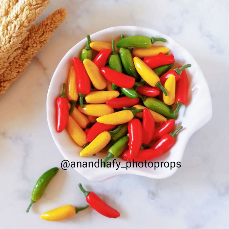 cabe rawit artificial  buah cabe kecil merah hijau artifisial chilli buatan lombok palsu fake props
