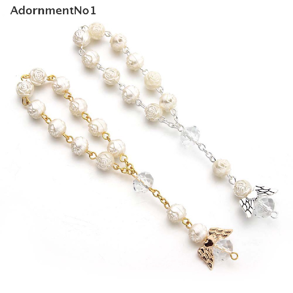 (AdornmentNo1) 10pcs Kalung Rosario Manik-Manik Akrilik Dengan Liontin Malaikat Untuk Baptis