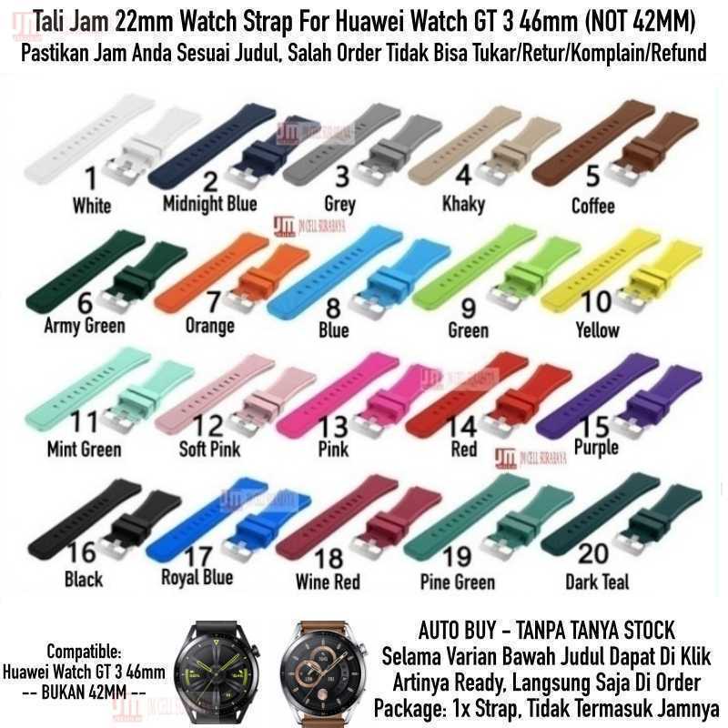 MS3 Watch Strap Huawei Watch GT3 GT 3 46mm - Tali Jam Tangan 22mm Rubber Silikon