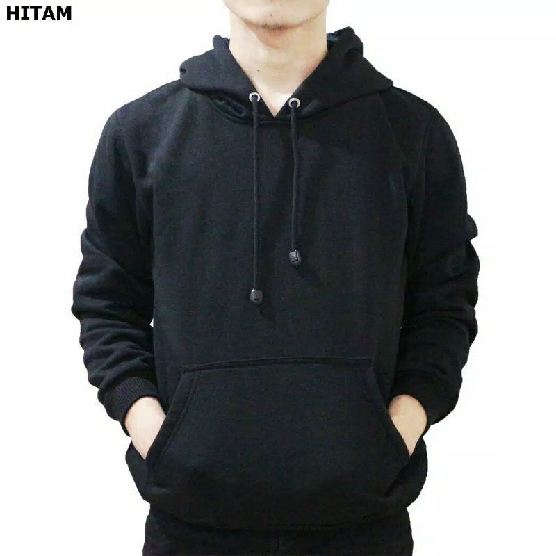 SWITER HOODIE POLOS BAHAN FLEECE TEBAL PRIA/WANITA