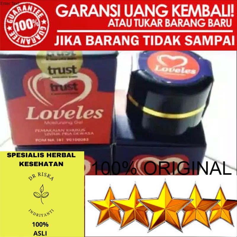 100% ASLI ASLI Loveless Mousturizing Gel Oles Original Loveles Asli - Obat Stamina Pria Kuat - Jundo