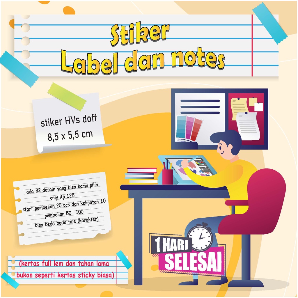 

sticky Note, stiker label nama, murah eceran bisa request gambar