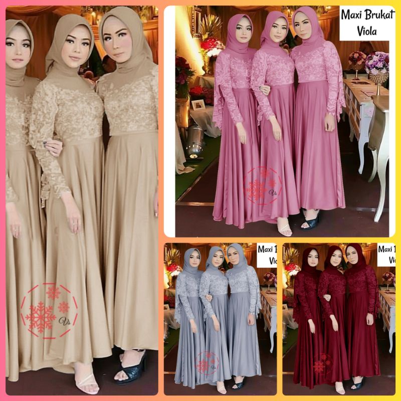 DRESS Longdress gaun Tunik viola hijab gamis ori terbaru syari gamis motif bunga terbaru import,gami