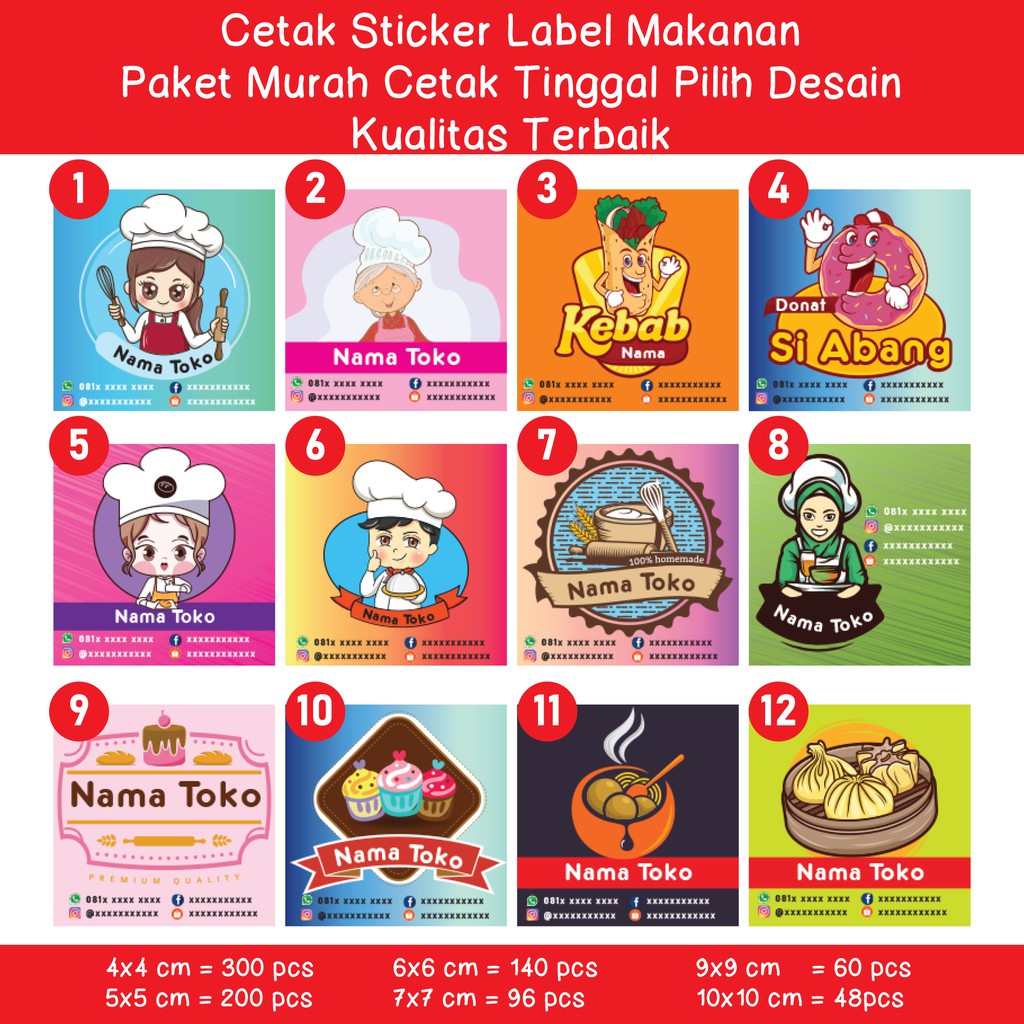 

(BISA COD)Paket Murah Cetak Sticker Label Makanan Tinggal Pilih Desain Kualitas Terbaik