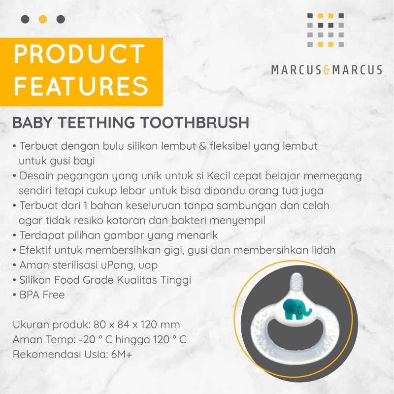 Marcus &amp; Marcus Baby Teething Toothbrush - Gigitan bayi