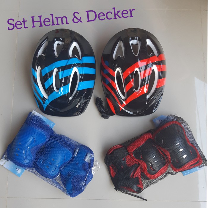 SET HELM SEPEDA SEPATU RODA ANAK & DEKKER LUTUT DECKER SIKU -DECKER