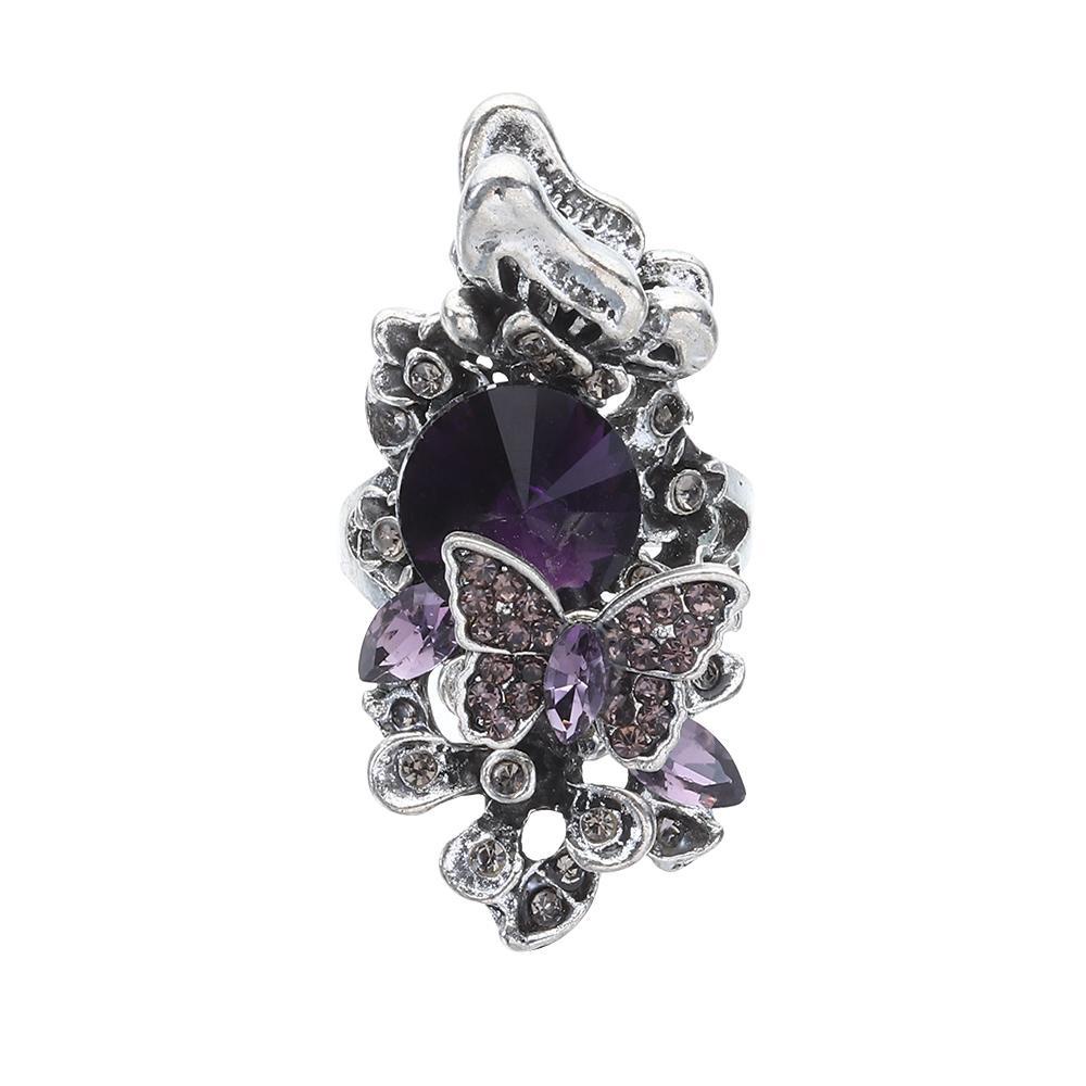 Lily Amethyst Set Cincin Aksesoris Pesta Hadiah Untuk Wanita Charm Jewelry Butterfly Ring