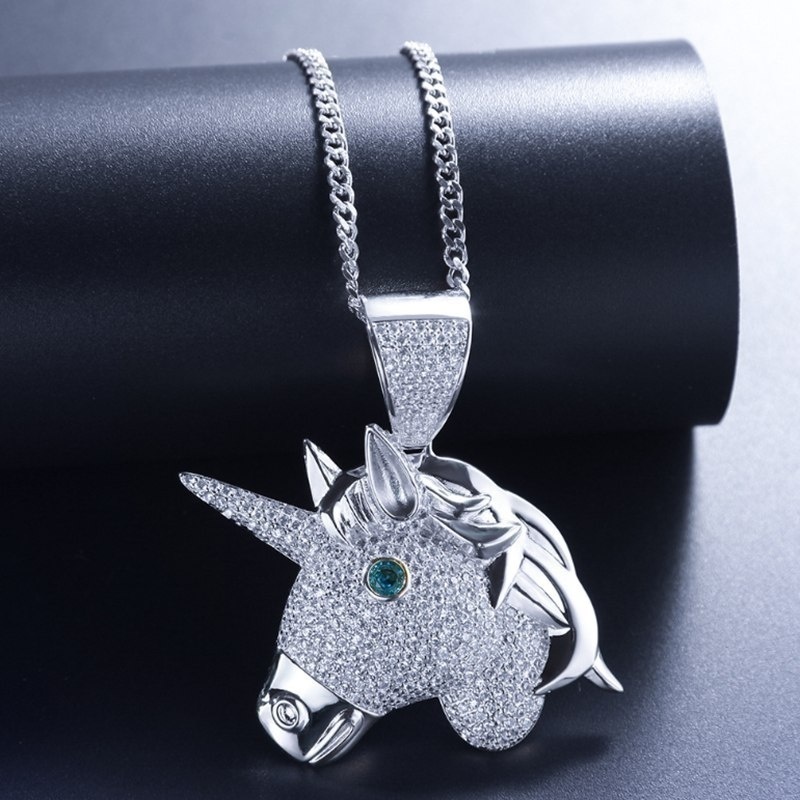 Kalung Liontin Unicorn Warna Emas Gaya Hip Hop