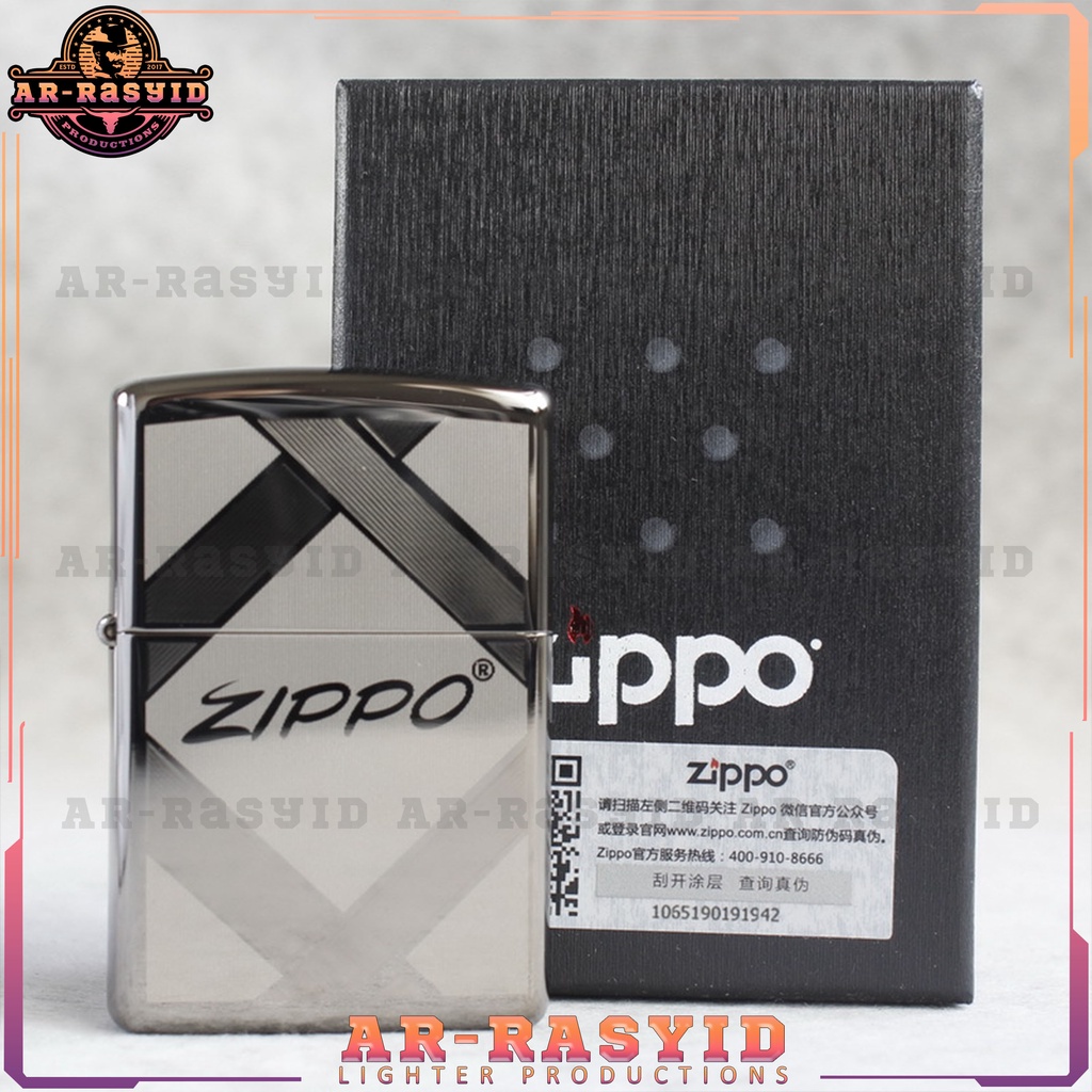 Korek Api Minyak Zippo Black Ice Hitam Light Logo 20969