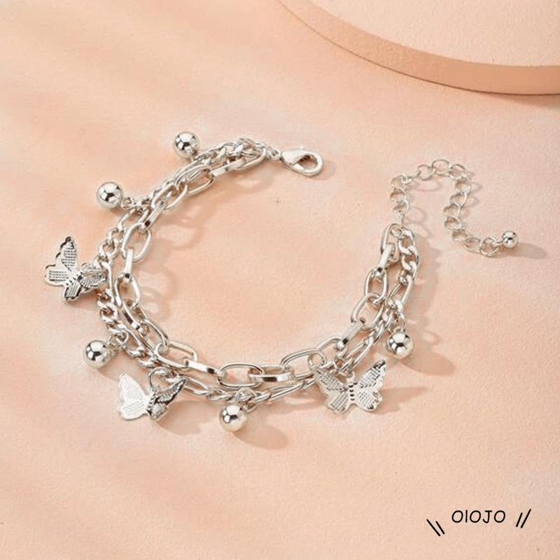 【COD】Gelang Model Butterfly Ball Rumbai Double layer